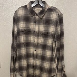 Lucky Brand Men's Casual Plaid Shirt in Black and Cream